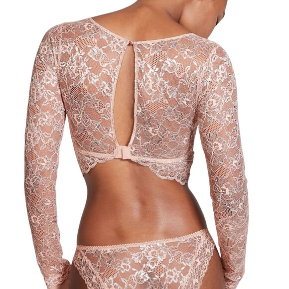 EUC! VS Dream Angels Allure Evening Blush Shimmer Long Sleeve Bra Top Size XS - Picture 3 of 16